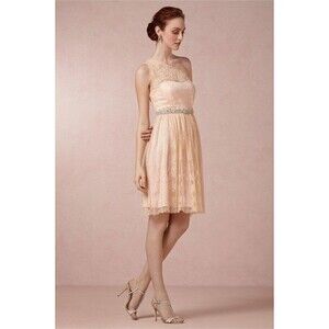 Va et Vien for BHLDN NWT Ariel lace dress Size 6 peach pink one-shoulder wedding